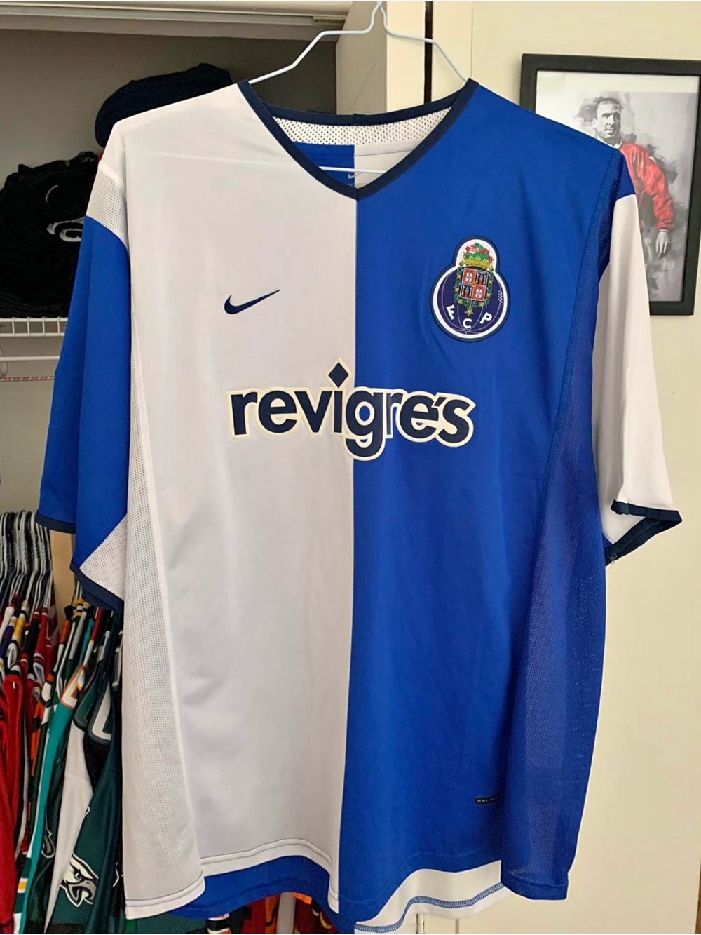 2001 Nike FC Porto Half White Half Blue Home Jersey